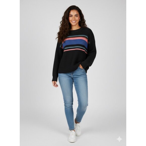 AE Cozy Relaxed Fit Striped Knit Sweater • Retro 90s Casual Soft Grunge Preppy - Picture 1 of 16
